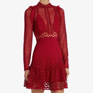 Self-Portrait Red Mini Eyelet dress